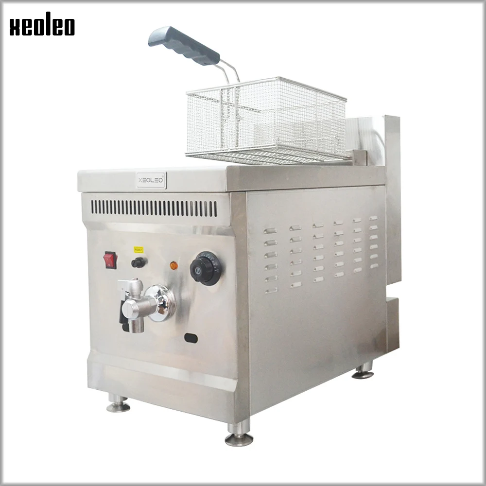 XEOLEO 18L Commercial Gas Deep Stainless Steel Fried Chicken Machine Single Tank Basket Home Appliance Kitchen Food Processor