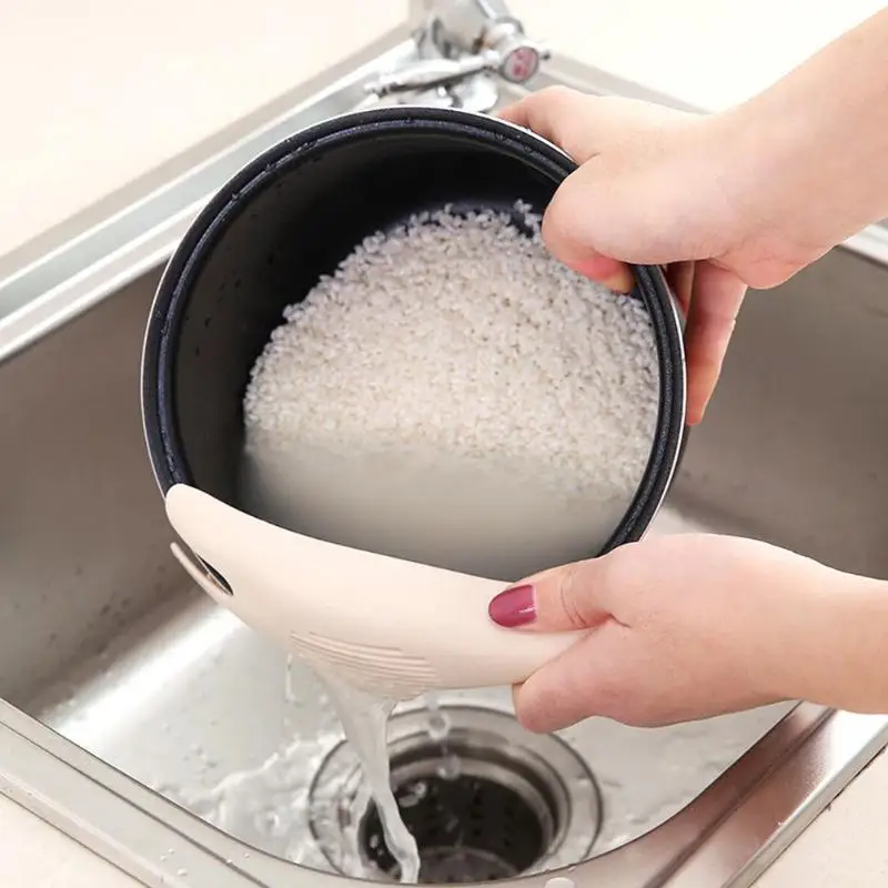 

Rice Washing Colanders Non-toxic PP Plastic Strainer Sieve Filter Beans Peas Extractor Spoon Kitchen Accessories