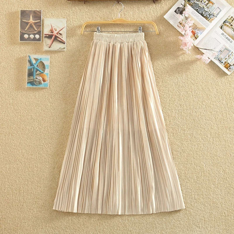 Осенняя мягкая длинная узкая плиссированная юбка SETWIGG с металлическим блеском