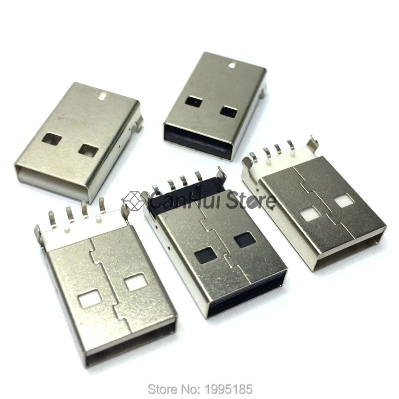 Разъем USB 2 0 типа A 10 шт./лот разъем PCB 90 градусов/180 градусов SMT SMD / DIP AM 4-контактный |