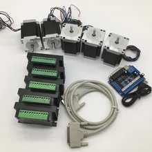 

Free ship 5PCS Nema23 Stepper Motor Driver with Mach3 Breakout Board Kit 57*56mm 3A 1.2Nm 172Oz-in 6.35mm Shaft 5Axis 2ph 4Wires