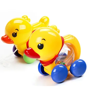 

Baby Rattles Pull Rope Cute Duck Animals Hand Jingle Shaking Bell Car Rattles Toys Music Handbell for Kids