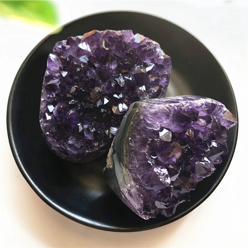 1 Piece Natural Uruguay Amethyst Geode Crystal Heart Cluster Deep Purple Specimen Decoration Natural Quartz Crystals