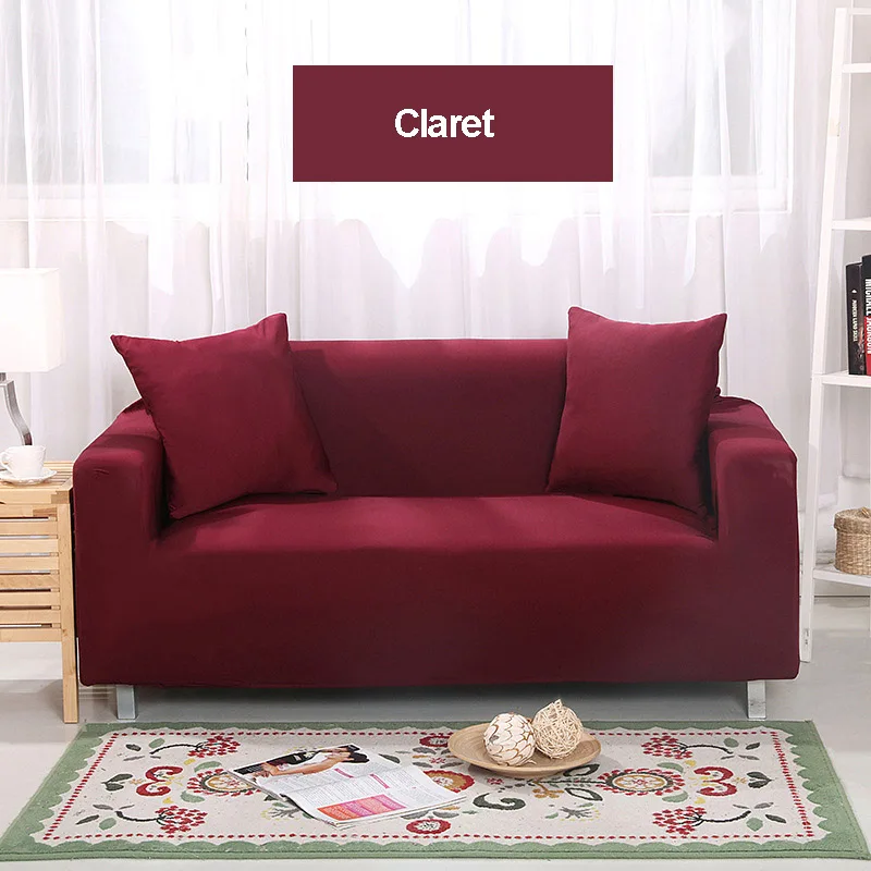 Сплошной цвет эластичный чехол для дивана универсальный набор современный простой водонепроницаемый чехол для дивана Противоскользящий - Цвет: Claret