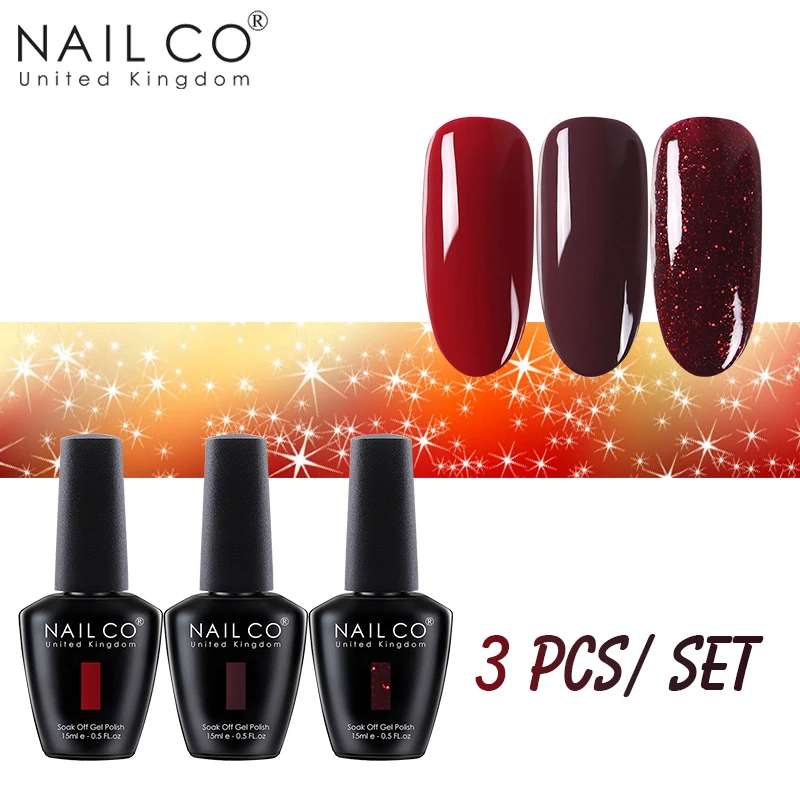 

NAILCO 3 шт./компл. 131 цветов УФ гель лак для ногтей светодиодный лак для самостоятельного маникюра, стойкий Гибридный гель, смола