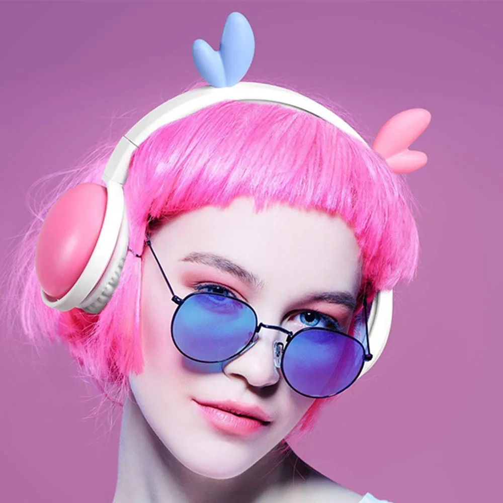 Милые кошачьи наушники Bluetooth 5,0 для девочек, детские наушники, Беспроводная складная стереогарнитура с глубоким басом, гарнитура с микрофоном