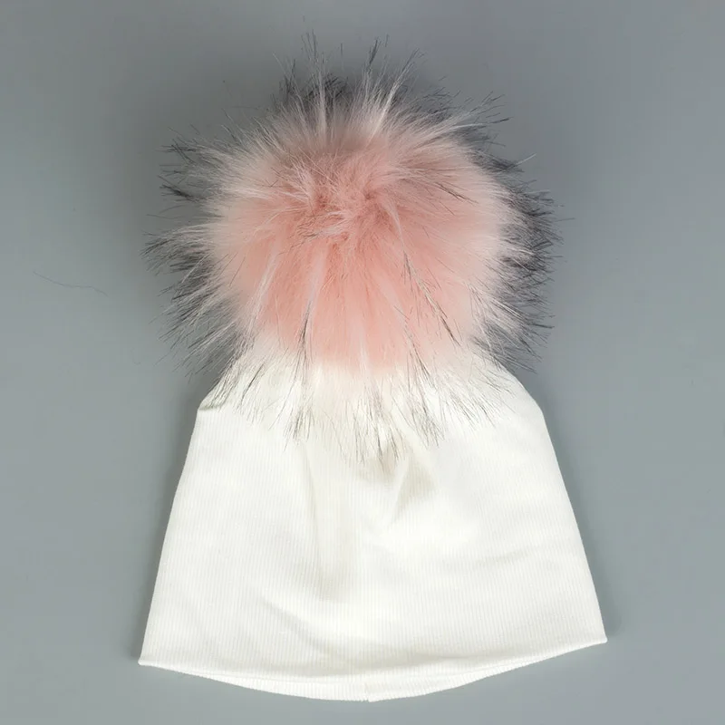 8White Geebro/детские меховые шапочки с шарами Skullie, модные зимние шапки для девочек с помпонами, теплые эластичные шапки унисекс, повседневные Шапки DK938 - Цвет: 8White