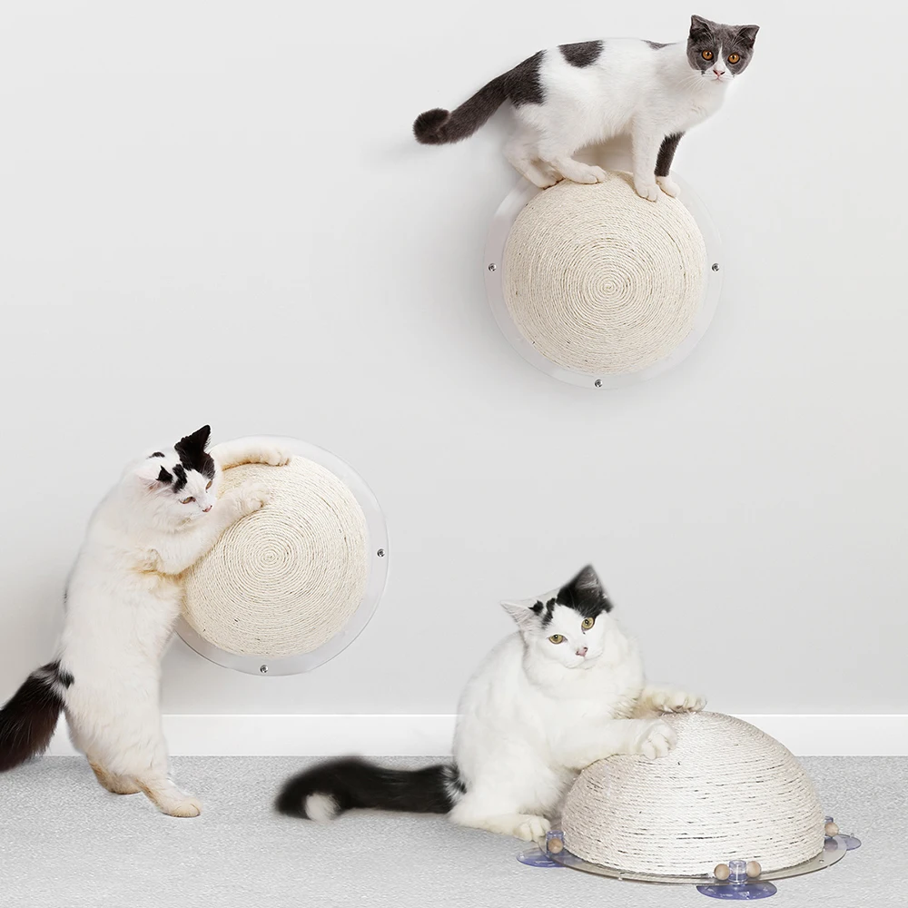

Pet Half Ball Cat Scratch Cat Tree Scratching Domed Ball with Window Suckers Cat Perch On Wall for Cat Pet Interactive Toy
