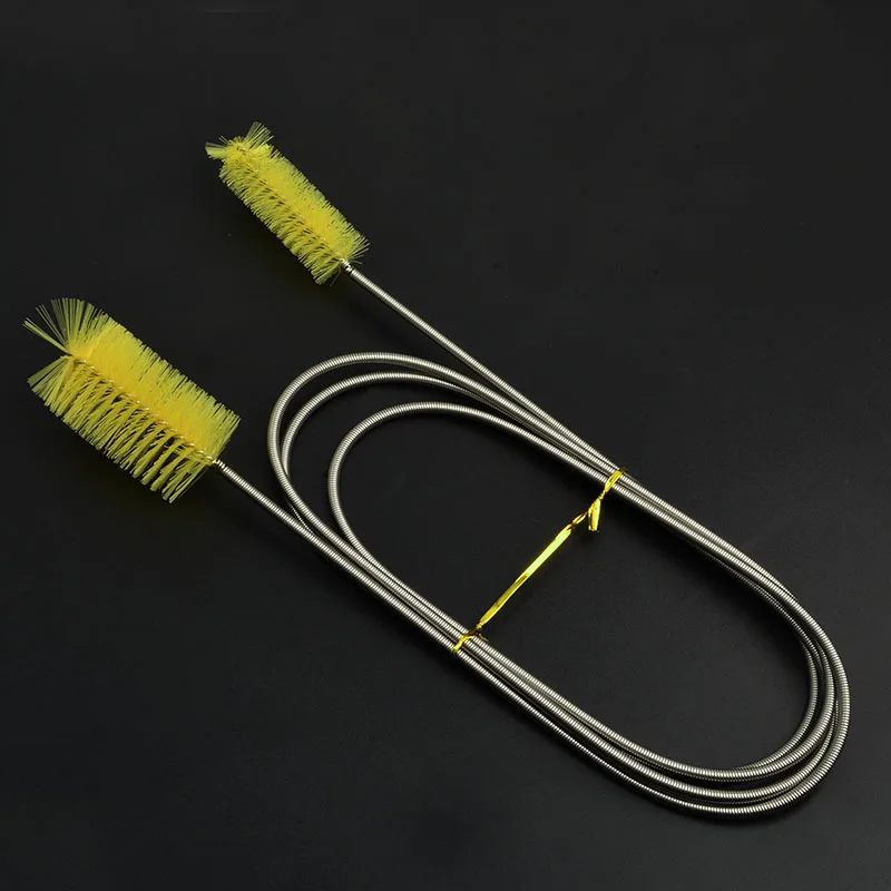Yellow double bursh NICREW щетка для чистки аквариума для водяного фильтра Лилия труба воздушный шланг из нержавеющей стали Гибкая Двухсторонняя щетка для шлангов - Цвет: Yellow double bursh