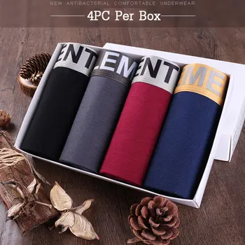

4PC Boxed Men's Underwear Slip Modal Breathable Boxer Mid-rise Waist Pants Thin U Convex Pouch Boxer Sexy Underwear Boxershorts