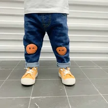 Детские штаны осенние комплекты для мальчиков в Корейском стиле-Стиль Повседневное записная книжка С ПЕРЕПЛЕТОМ с подходят джинсы 1 Штанишки для малышей в ковбойском стиле смайлик стиль 5