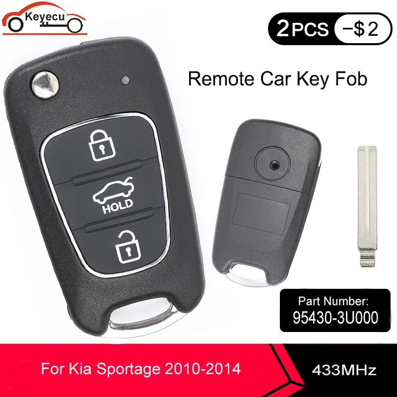 KEYECU 433 МГц чип ID46 P/N: 95430 3U000 обновленный складной дистанционный ключ с 3 кнопками