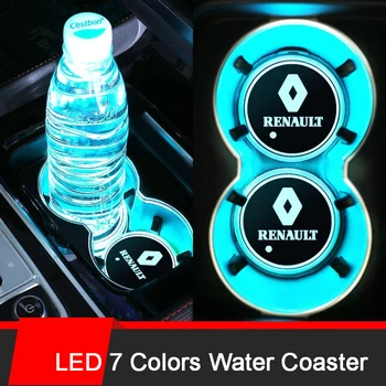

Car Led Light Water Coaster Pad for Renault Logo Fluence Kadjar Clio 4 Megane 2 Laguna Duster Captur Espace Cup Mat Accessories