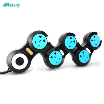 

Power Strip Flexible Rotary Movable 3/4/5 Outlets AU Plug Socket Indicator Light 1.8m Extension Cord 10A Travel Charger Blue