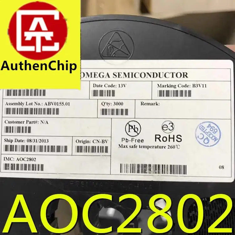 

10 шт., 100% оригинальная новинка, Φ AOC2802 C2802, блестящий N-канальный полевой транзистор MOS