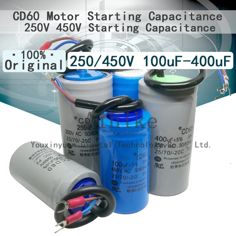 Пусковая Емкость двигателя CD60 450 в 250 100 мкФ 150 Ф 200 300 350 400 в/250 В пусковая |