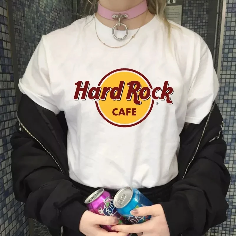 Summer Hard Rock Cafe Letter Print T Shirt Donna S Grunge Estetica Manica Corta Casual Kawaii