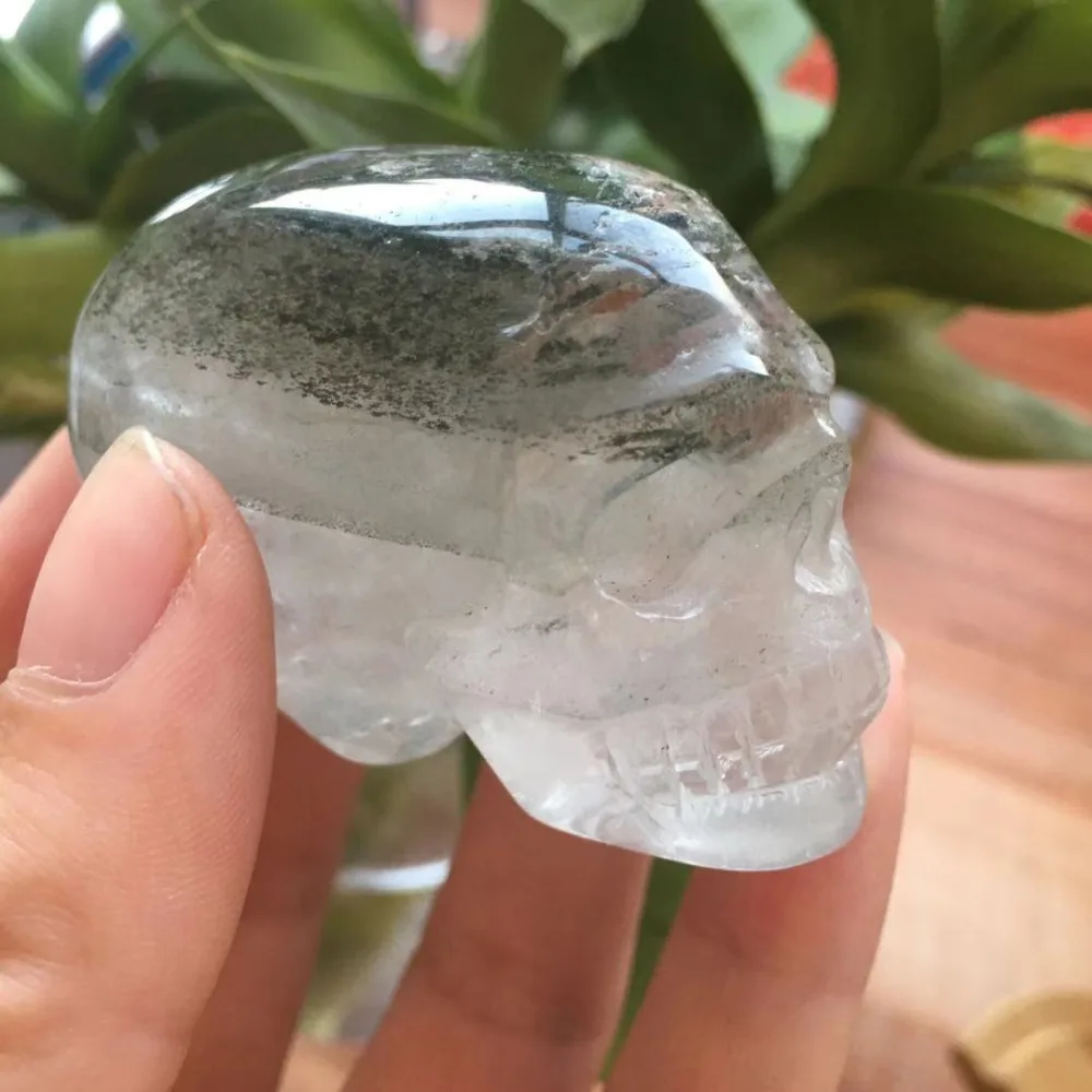 97 г натуральный зеленый Ghost Phantom Quartz Кристалл Исцеление черепа