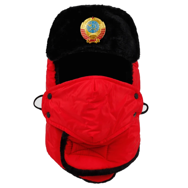 Новинка года; зимняя теплая шапка с логотипом в советском стиле; ветрозащитные шапки с холодным подкладом; сезон осень-зима; модная бархатная шапка Lei Feng