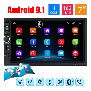 

2Din Android 9.1 Quad Core Car Radio Auto Stereo Multimedia Video Player Mirror Link GPS Navigation WiFi Bluetooth USB SD