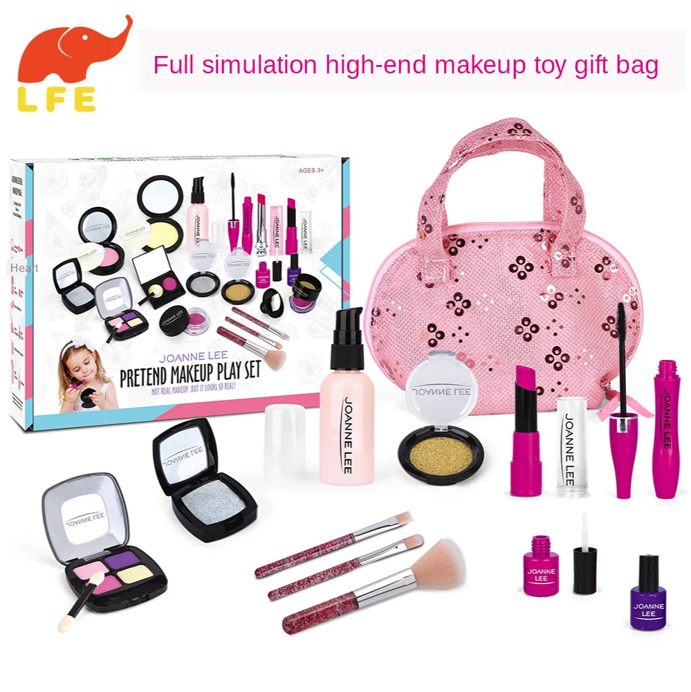 Girls Make up Toy Set Pretend Play Princess Pink Makeup Beauty Safety Non-toxic Kit Toys