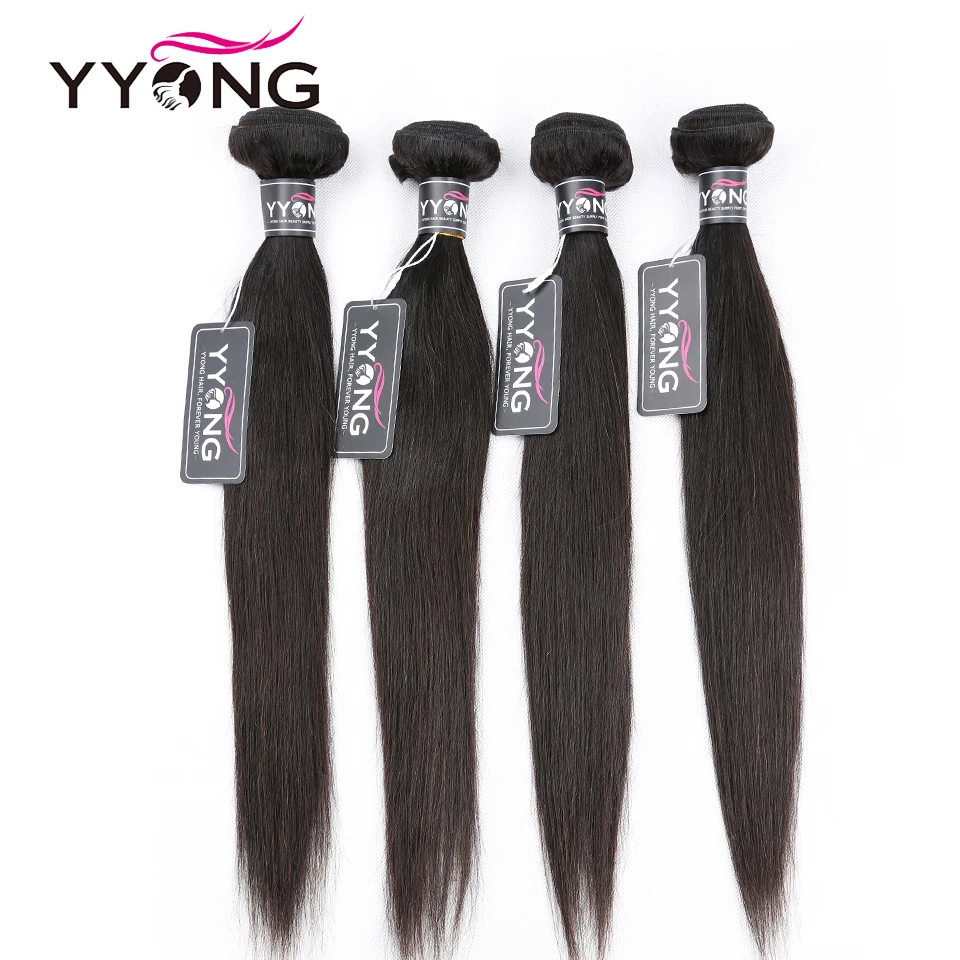 

Yyong Hair Bundles Brazilian Straight 4 Bundles Deal 100% Human Hair Weaves Bundles Non Remy Hair Extension tissage bresillien