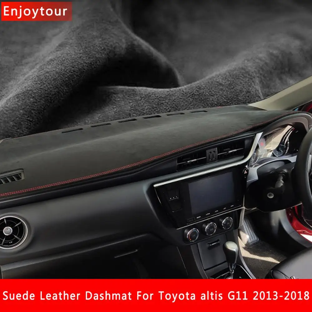 Car-styling Suede Leather Dashmat Dashboard Cover Pad Dash Mat Carpet for Toyota Corolla Axio Altis Fielder Auris 2013-2018 RHD |