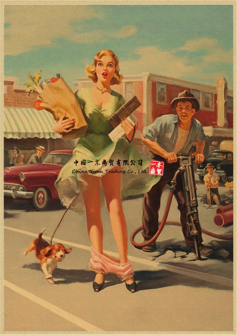 

Fashion stickers Retro Sticker Pin Up Sexy Girl Decal Suitable for Art Home Room Wall Painting Windows Bar Car Hotel