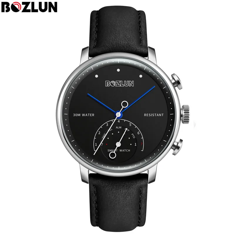 Silver black Bozlun, Модные Смарт часы для мужчин и женщин, кварцевые часы, напоминание о звонках, фотография, пара, наручные часы, спортивные, шаг калорий, браслет H8 - Цвет: Silver black