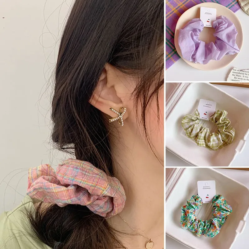 

19 Colors Women Elegant Fabric Hair Scrunchie Elastic Hair Bands Girls Hair Rope Ponytail Holder Hair Accessories