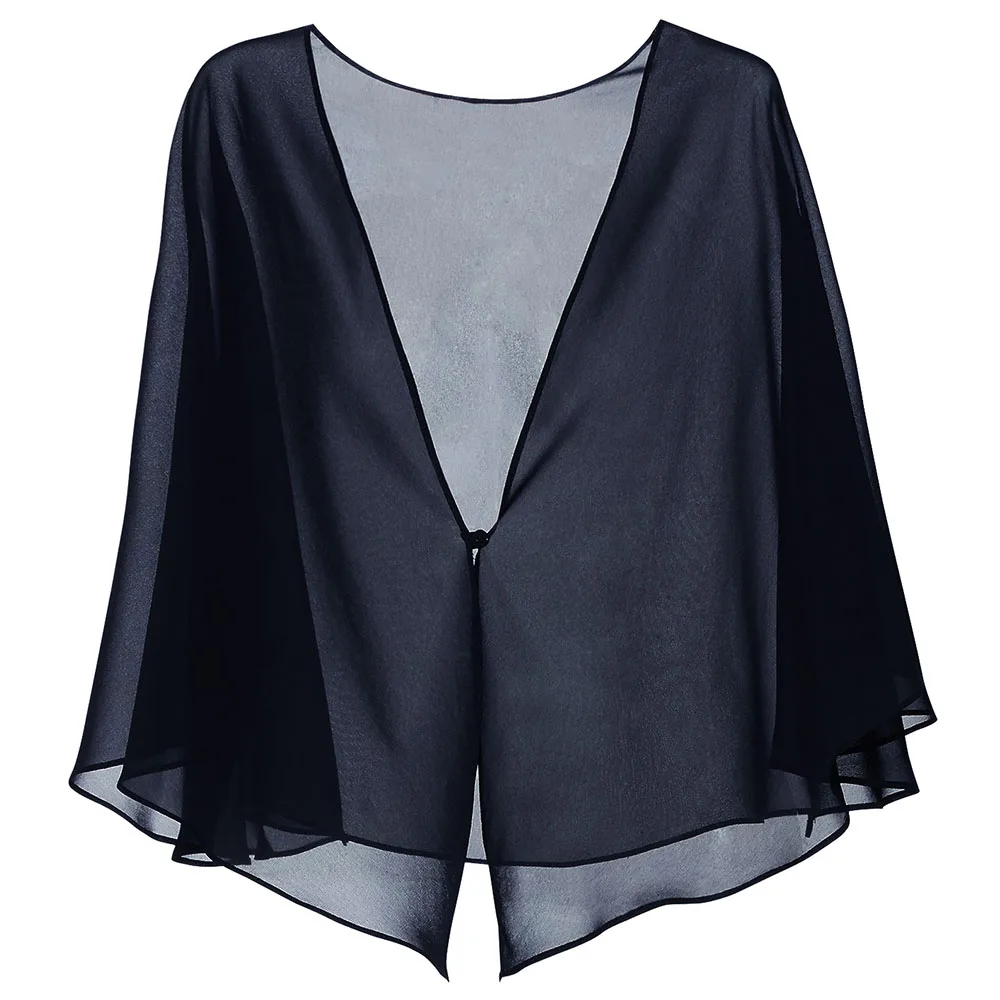Navy Blue Женское черное вечернее платье, шифоновый палантин, вечерние платья на выпускной, v-образный вырез, с пуговицами, болеро, элегантное, простое, мягкое, повседневное болеро для девушек, 11 цветов - Цвет: Navy Blue