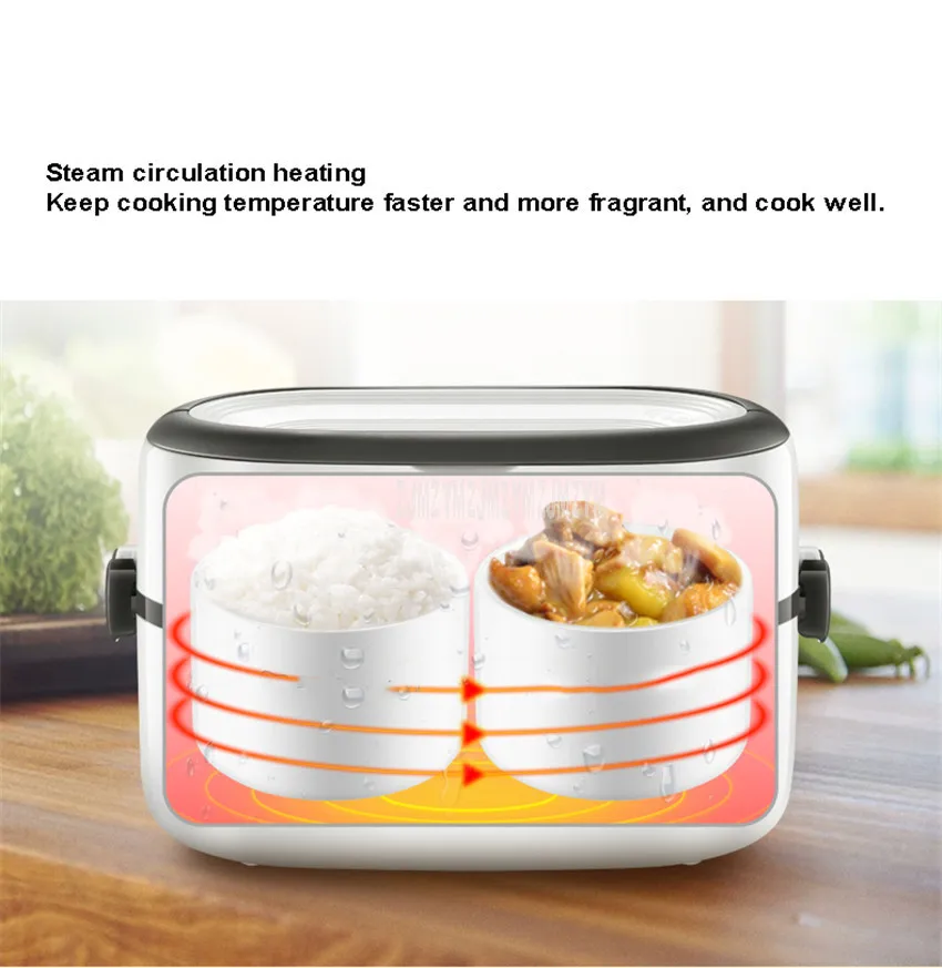 250W 1L Double Ceramic Tank Portable Electric Heating Lunch Box Rice Cooker Food Warm Heater Stewing Soup Cooking Congee Machine