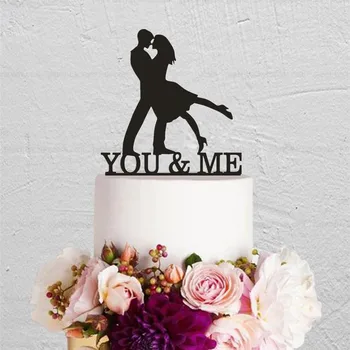 

You & Me Couples Dancing Cake Topper Romantic Acrylic Wooden Wedding Party Decoration Cake Accesssory Wedding Gifts Supplies