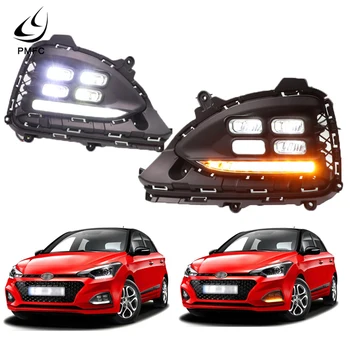 

1Pair LED Daytime Running Light Flowing Turn Signal Function For Hyundai I20 2018 2019 Car DRL Waterproof ABS 12V LED Fog Lamp