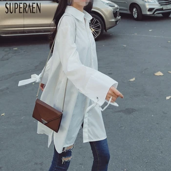 

SuperAen 2020 Spring New Fashion Shirts Women Bow Solid Color Long Sleeve Ladies Blouses and Tops Casual Women Clothing