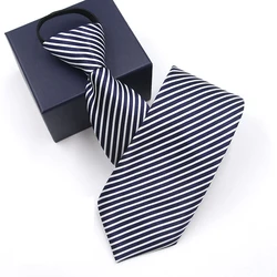 Men's Business Tie Formal Wear Zipper Style Party Groom Wedding Blue Striped Lazy Bow Ties Multicolor Casual Wear