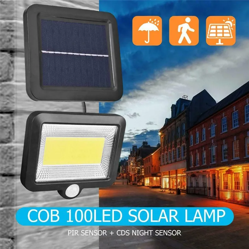  COB 100 LEDs Solar Lamp Sun Power Wall Lights PIR Sensor Light Waterproof Outdoor Solar Garden Ligh - 4000262392899