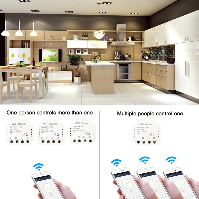 Беспроводной интеллектуальный WiFi свет светодиодный переключатель-регулятор яркости лампы Smart Life дистанционное управление 1/2 способ переключатель умный дом диммер выключатель питания