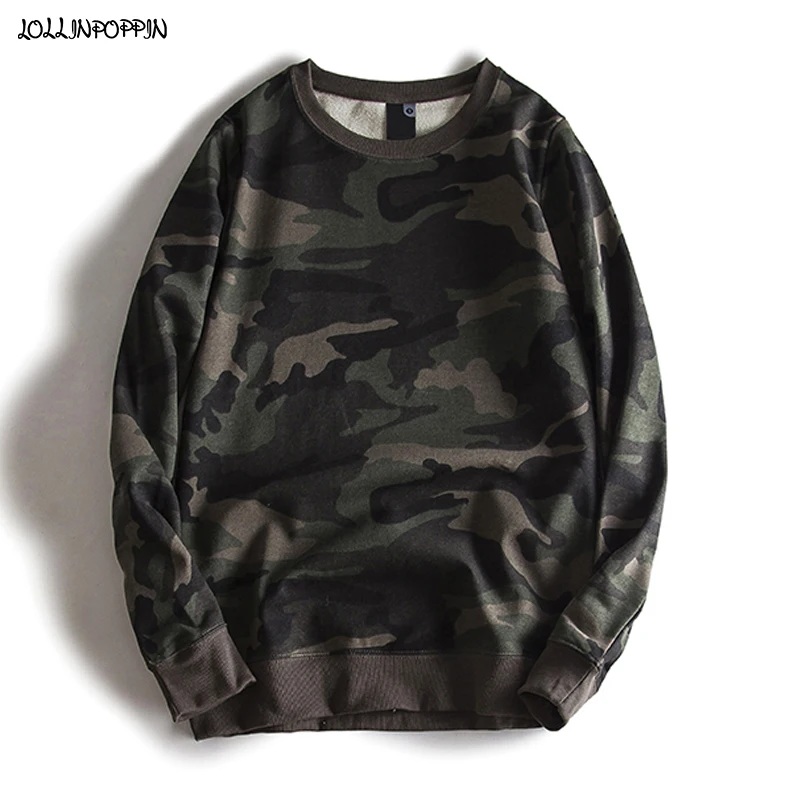 

Military Style Men Camouflage Sweatshirt 2021 New Cotton Terry Long Sleeves Crew Neck Pullovers Camo Pattern