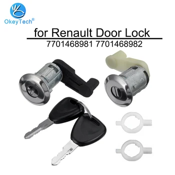 

OkeyTech for Renault Megane Scenic Clio Master Ignition Car Left Right Door Lock Barrel Cylinder & 2 Keys 7701468981 7701468982