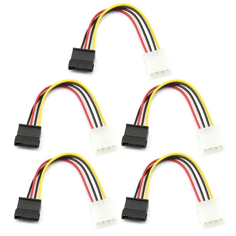 5-Pcs 4 Pin SATA Molex Мощность Кабельный адаптер удлинитель кабель Разъемы L41E |