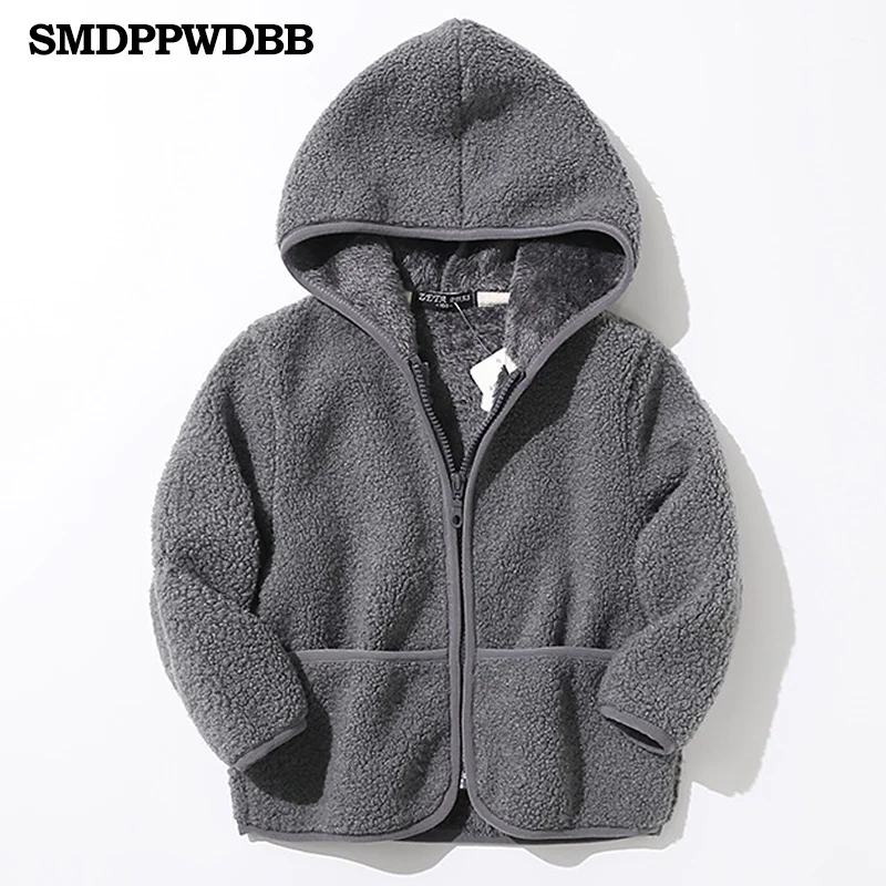 Spring Fall Winter for Children Kids Boy Girls Cute Soft Polar Fleece Jacket Coat Outerwear Cardigan Clothes Sweatshirt - Цвет: Gray