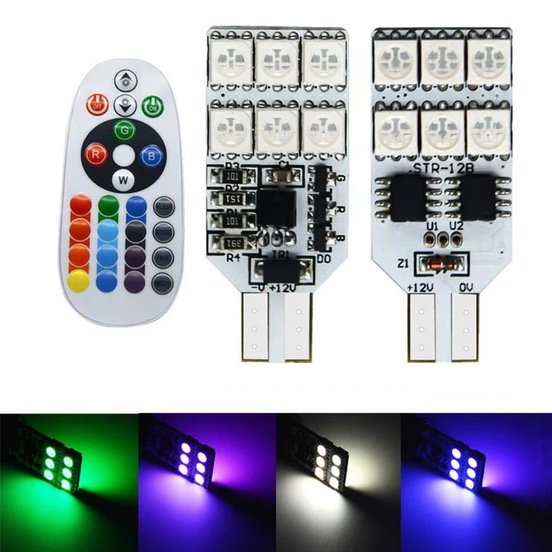 Автомобильный светильник s светодиодный RGB T10 5050 12SMD цветной ремень пульт дистанционного управления ширина лампы стробоскоп светильник атмосферная лампа ступицы лампа светильник