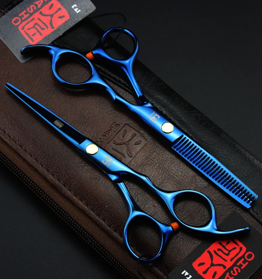 Японская сталь 440C парикмахерские ножницы, ножницы для стрижки, филировочные ножницы, профессиональные человеческие ножницы для волос с кожаной сумкой