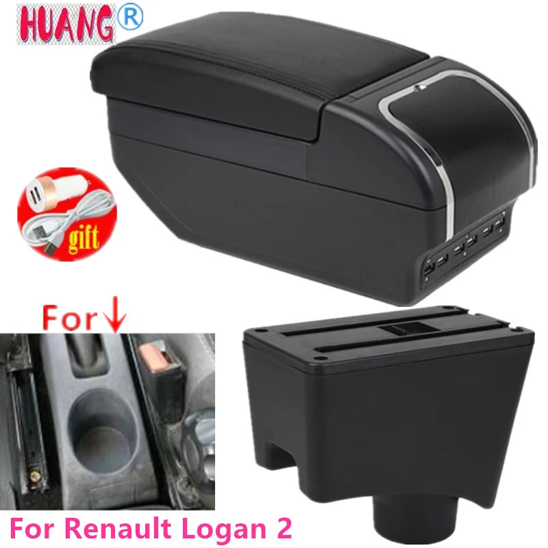 Caja para Renault Logan 2, almacenamiento de de tienda central, doble con Cenicero, portavasos, accesorios, versión - AliExpress