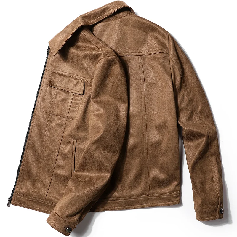 GAAJ D03 мужская куртка из искусственной кожи модные коричневые демисезонные рабочие тактические пальто Верхняя одежда с отложным воротником мужские куртки s