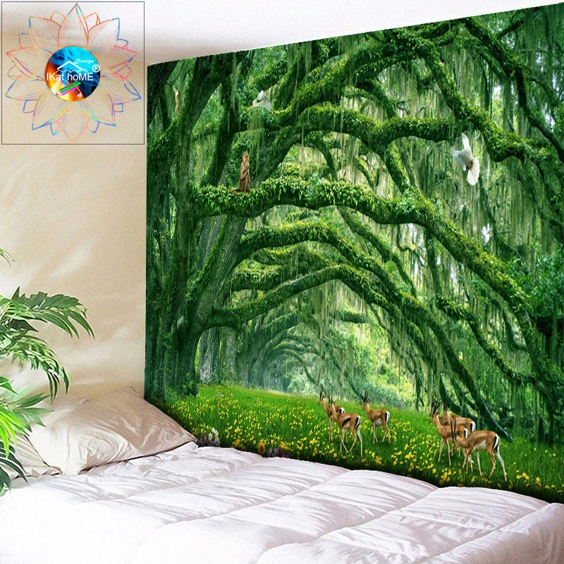 

Primitive Forest Psychedelic Tapestry Mandala Wall Hanging Multi-function Wall Tapestry Trees Bohemian Decor tapiz pared tela