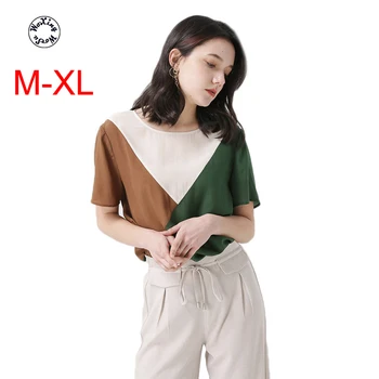 

Real mulberry Silk short sleeve Top Women's loose 100% silk T-shirt in summer M to XL