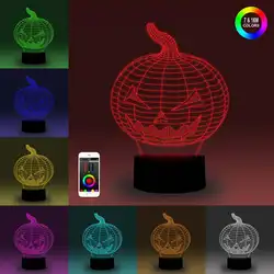 NiteApps 3D Хэллоуин Тыква ночник настольная Иллюзия украшение лампа подарок на день рождения приложение/сенсорный контроль