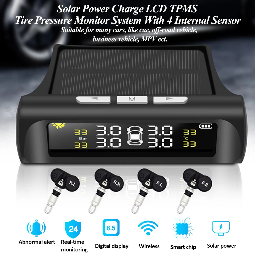 Energia słoneczna alarm ciśnienia w oponie w samochodzie monitor systemu TPMS cyfrowy LCD alarm bezpieczeństwa system ciśnienia w oponach ostrzeżenie o temperaturze Energia słoneczna alarm ciśnienia w oponie w samochodzie monitor systemu TPMS cyfrowy LCD alarm bezpieczeństwa system ciśnienia w oponach ostrzeżenie o temperaturze